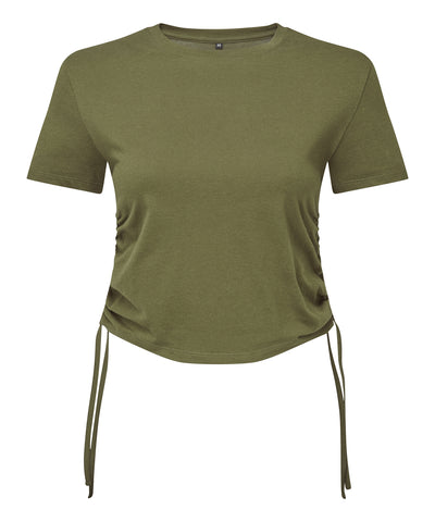 Womens TriDri® ruched crop top | olive