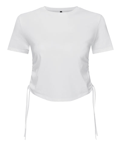 Womens TriDri® ruched crop top | white