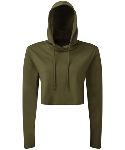 Womens TriDri® cropped hooded long sleeve t-shirt | olive