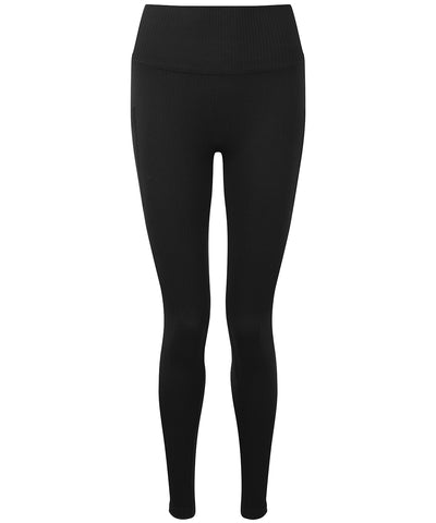 Womens TriDri® ribbed seamless 3D fit multi-sport leggings | black