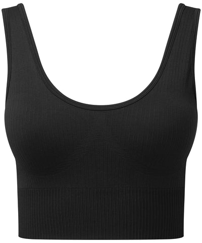 Womens TriDri® ribbed seamless 3D fit multi-sport bra | black