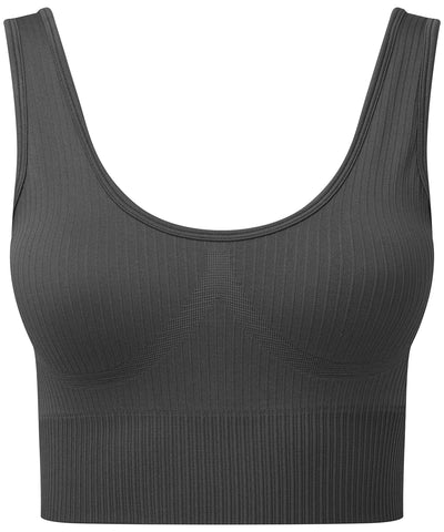 Womens TriDri® ribbed seamless 3D fit multi-sport bra | charcoal