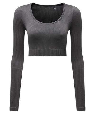 Womens TriDri® ribbed seamless 3D Fit crop top | charcoal