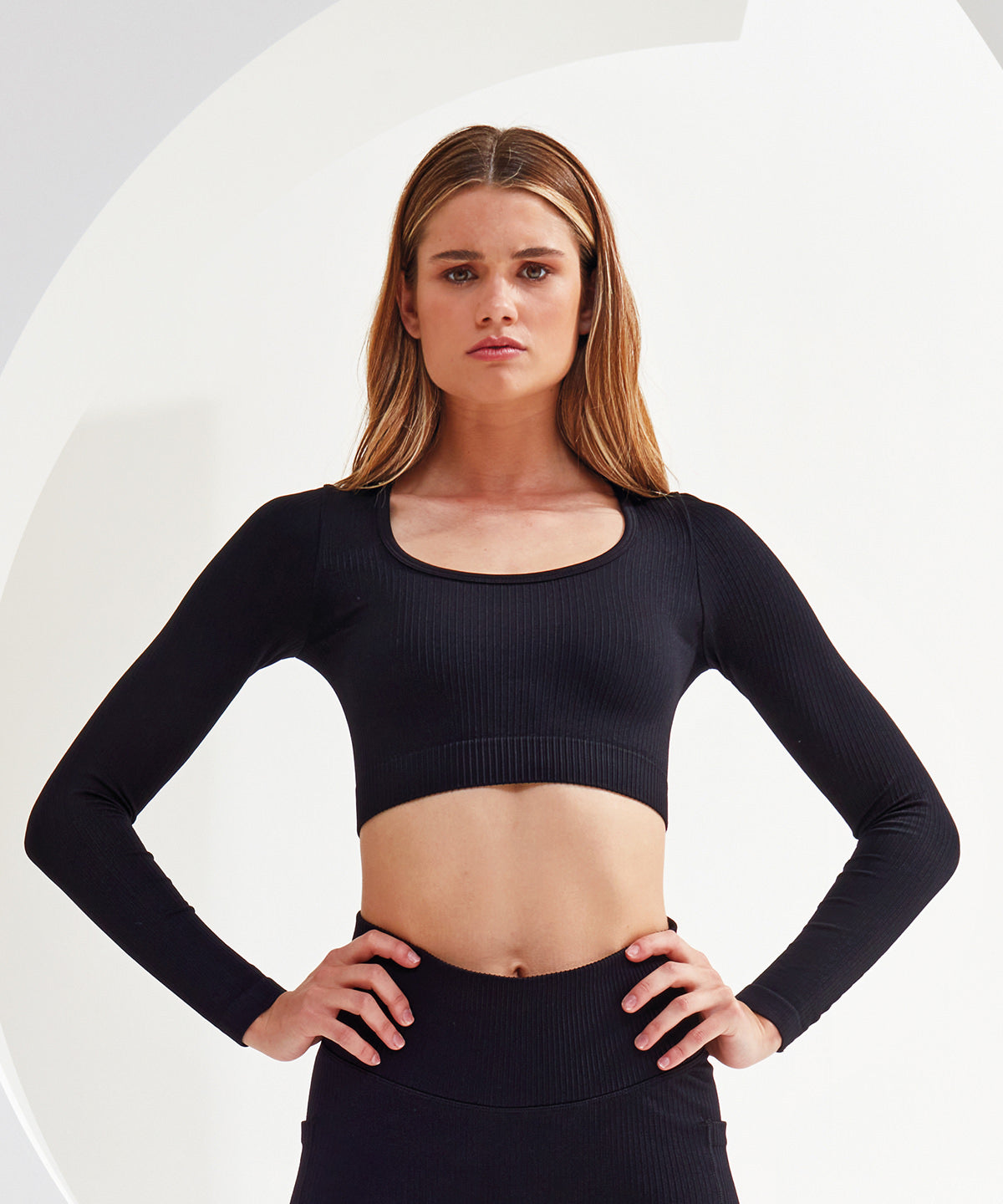 Womens TriDri® ribbed seamless 3D Fit crop top | black