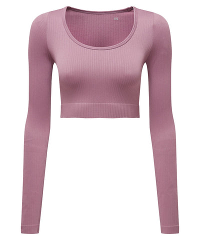 Womens TriDri® ribbed seamless 3D Fit crop top | mauve