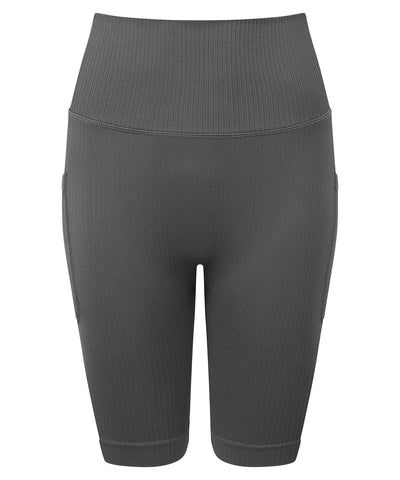 Womens TriDri® ribbed seamless 3D Fit cycle shorts | charcoal