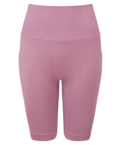 Womens TriDri® ribbed seamless 3D Fit cycle shorts | mauve