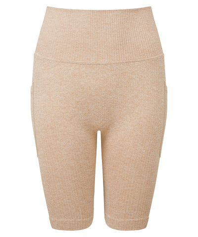 Womens TriDri® ribbed seamless 3D Fit cycle shorts | nude melange