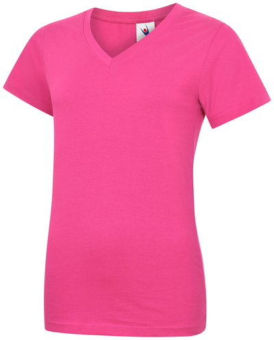 Ladies Classic V-Neck T-Shirt | Hot Pink