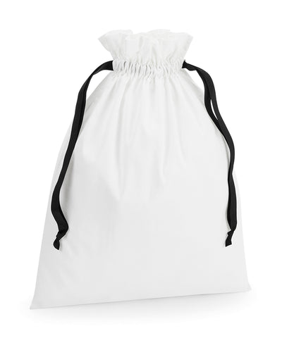 Cotton gift bag with ribbon drawstring | soft white/black
