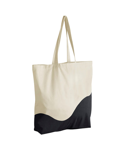 Organic cotton wave print maxi tote | natural/black