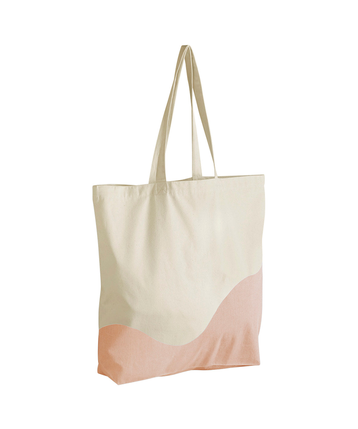 Organic cotton wave print maxi tote | natural/peach
