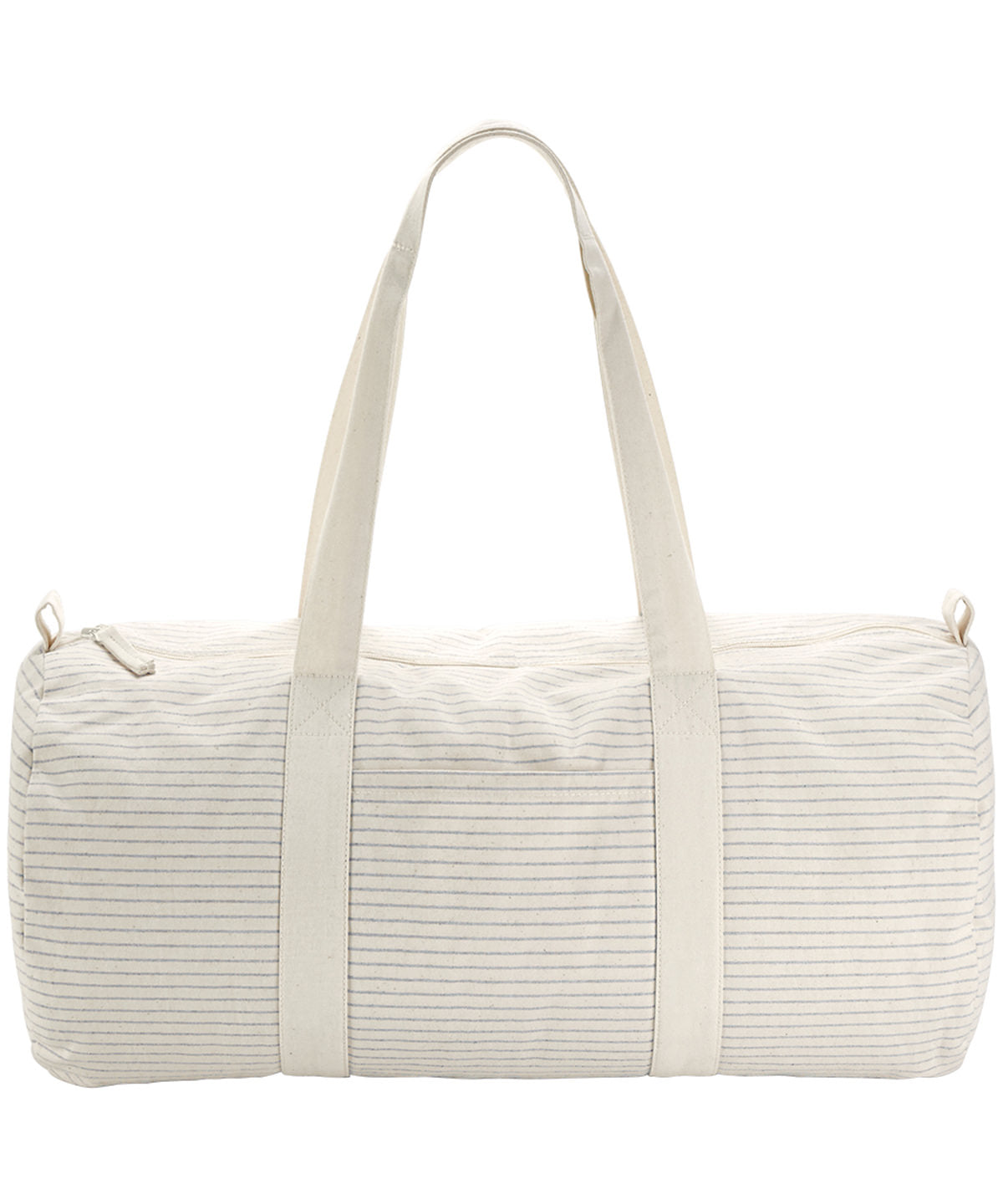 Striped organic cotton barrel bag | grey/stripe