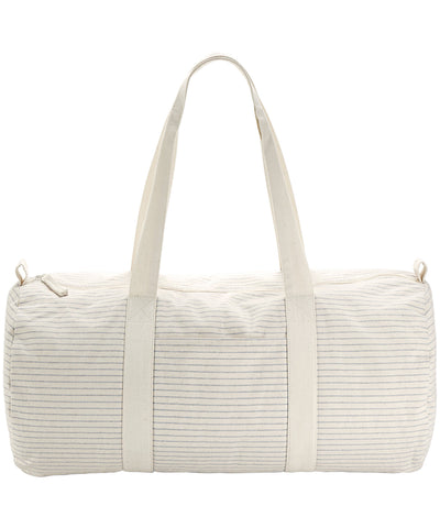 Striped organic cotton barrel bag | grey/stripe