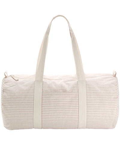 Striped organic cotton barrel bag | red/stripe