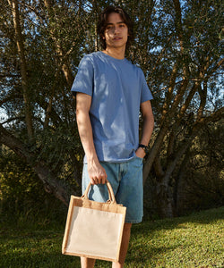 Cotton pocket jute midi tote | natural
