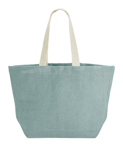 Soft washed jute beach bag | duck egg blue