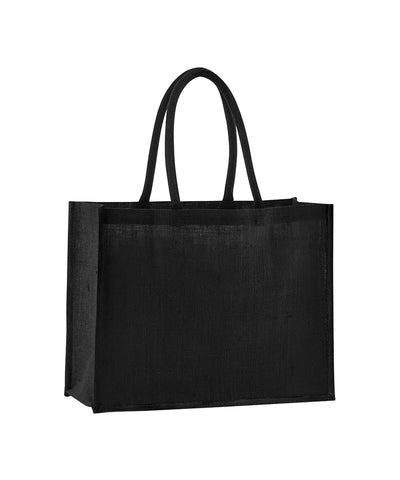 Natural starched jute classic shopper | black/black