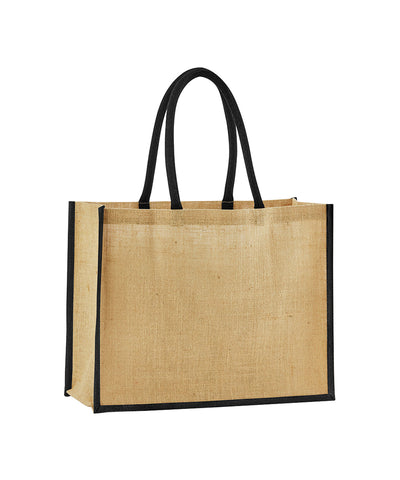 Natural starched jute classic shopper | natural/black