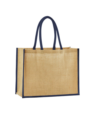 Natural starched jute classic shopper | natural/navy