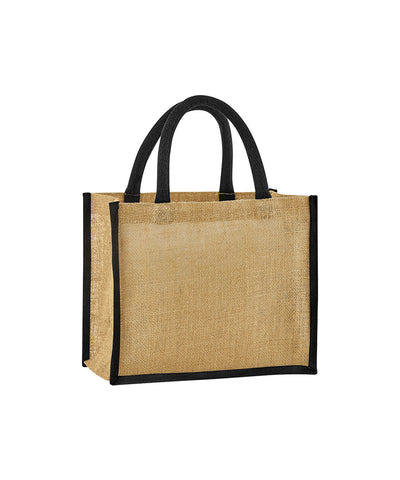 Natural starched jute midi tote | natural/black