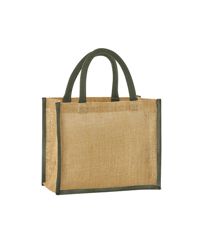 Natural starched jute midi tote | natural/olive green