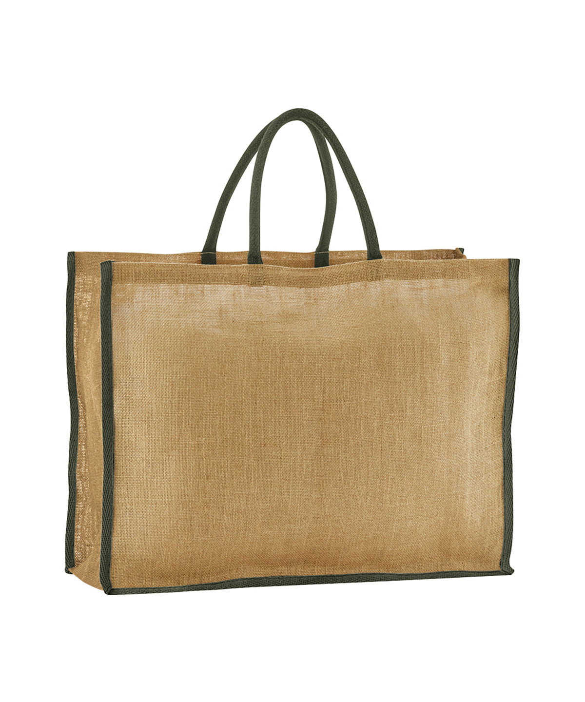 Natural starched jute market shopper | natural/olive green