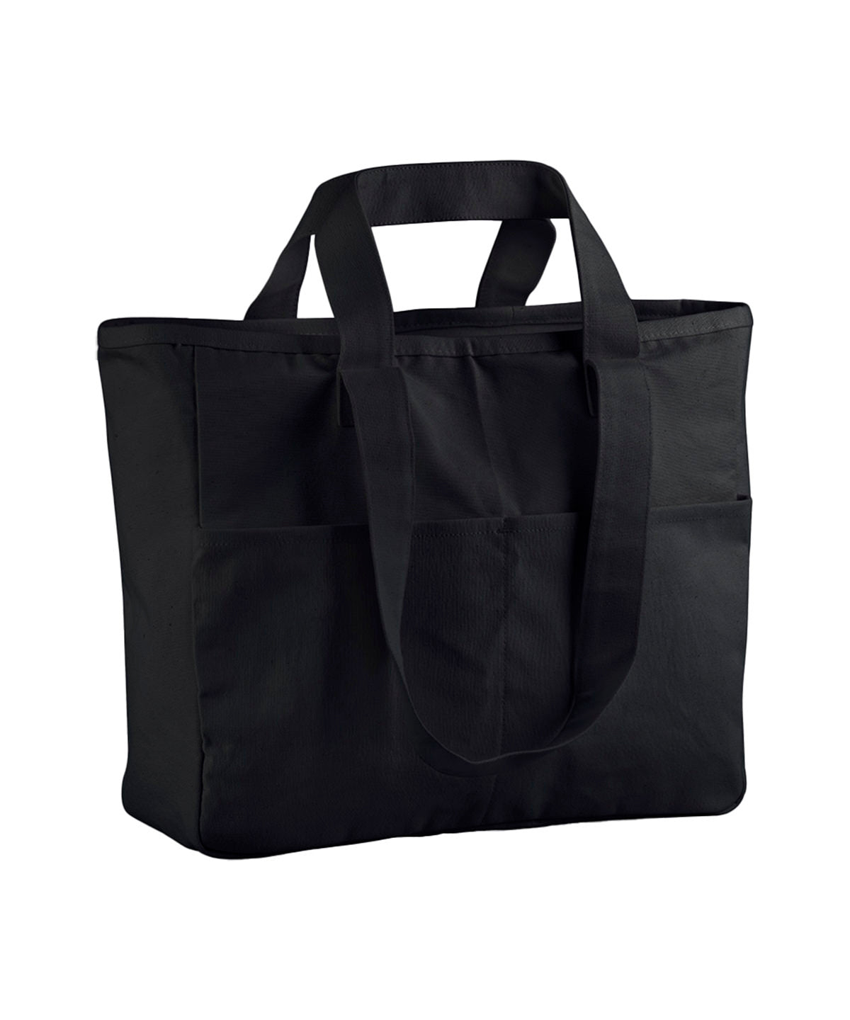 Double-handle cargo pocket tote | black