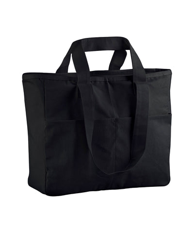 Double-handle cargo pocket tote | black
