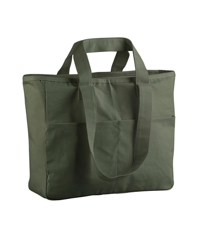 Double-handle cargo pocket tote | olive green