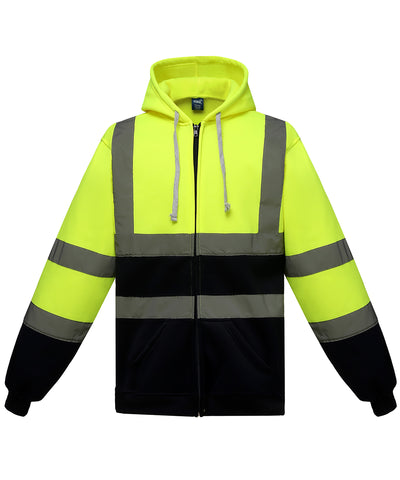 Hi-vis zip hoodie (HVK07) | yellow/navy