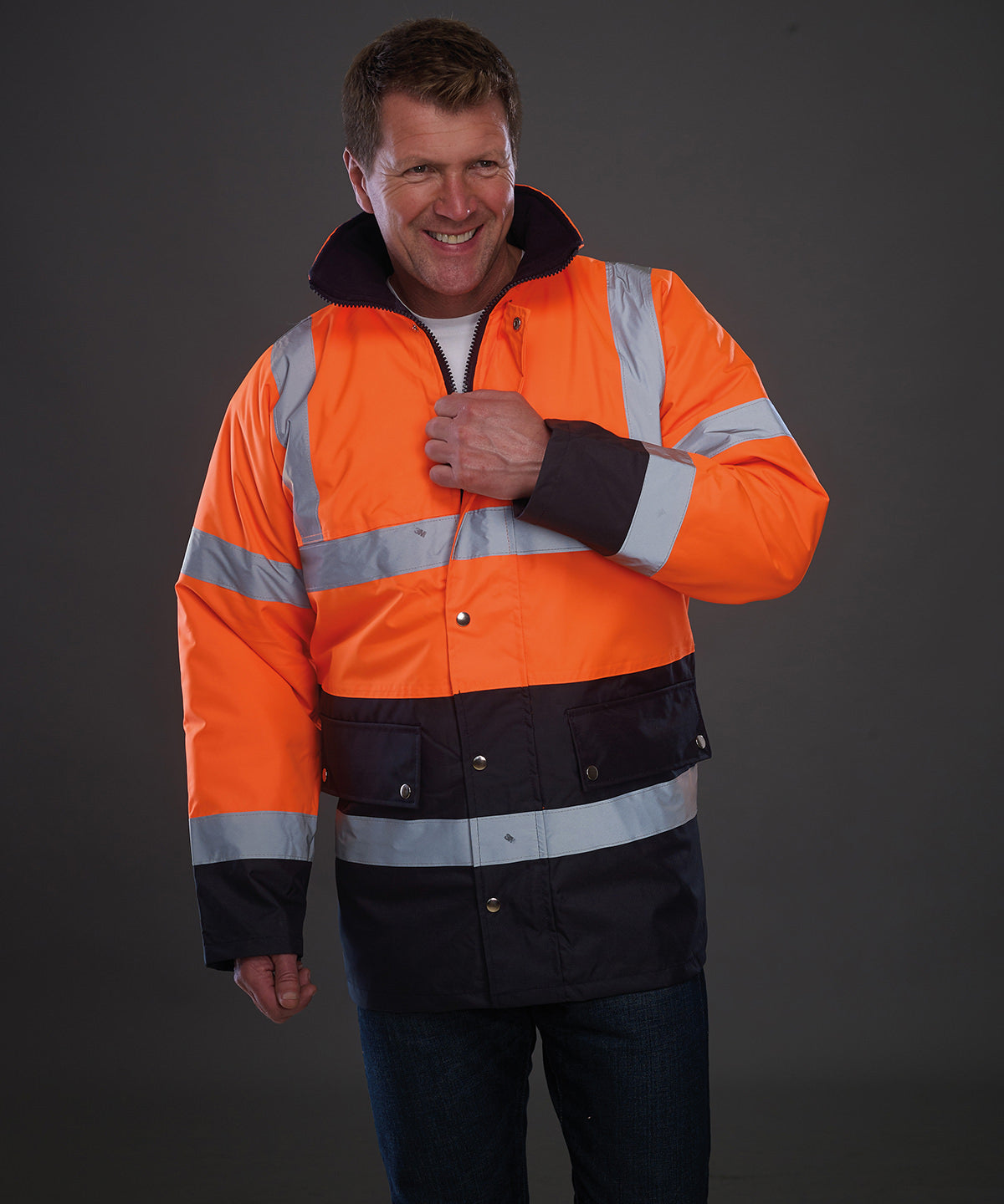 Hi-vis two-tone motorway jacket (HVP302) | yellow/navy