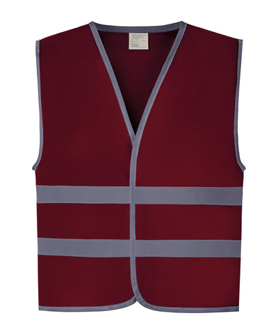 Hi-vis reflective border kids waistcoat (HVW102CH) | maroon