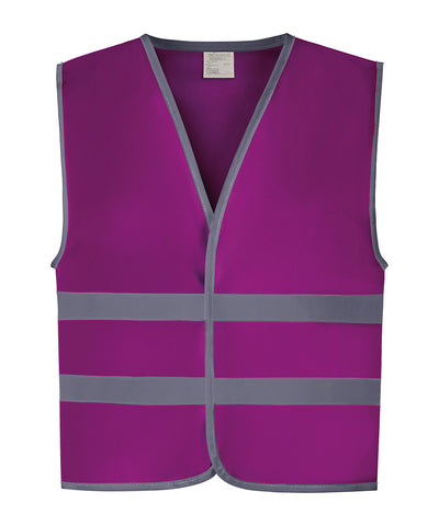 Hi-vis reflective border kids waistcoat (HVW102CH) | raspberry