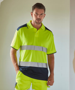 Hi-vis two-tone polo shirt (HVJ220) | orange/navy