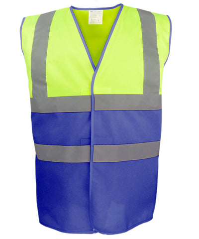 Hi-vis two-tone waistcoat (HVW122) | hi-vis yellow/royal blue