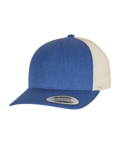5-panel retro trucker 2-tone cap (6506T) | blue/beige