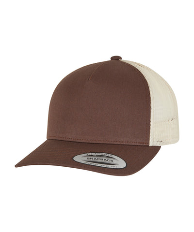 5-panel retro trucker 2-tone cap (6506T) | mustang/beige