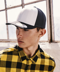 Retro trucker coloured front (6606CF) | black/white/black