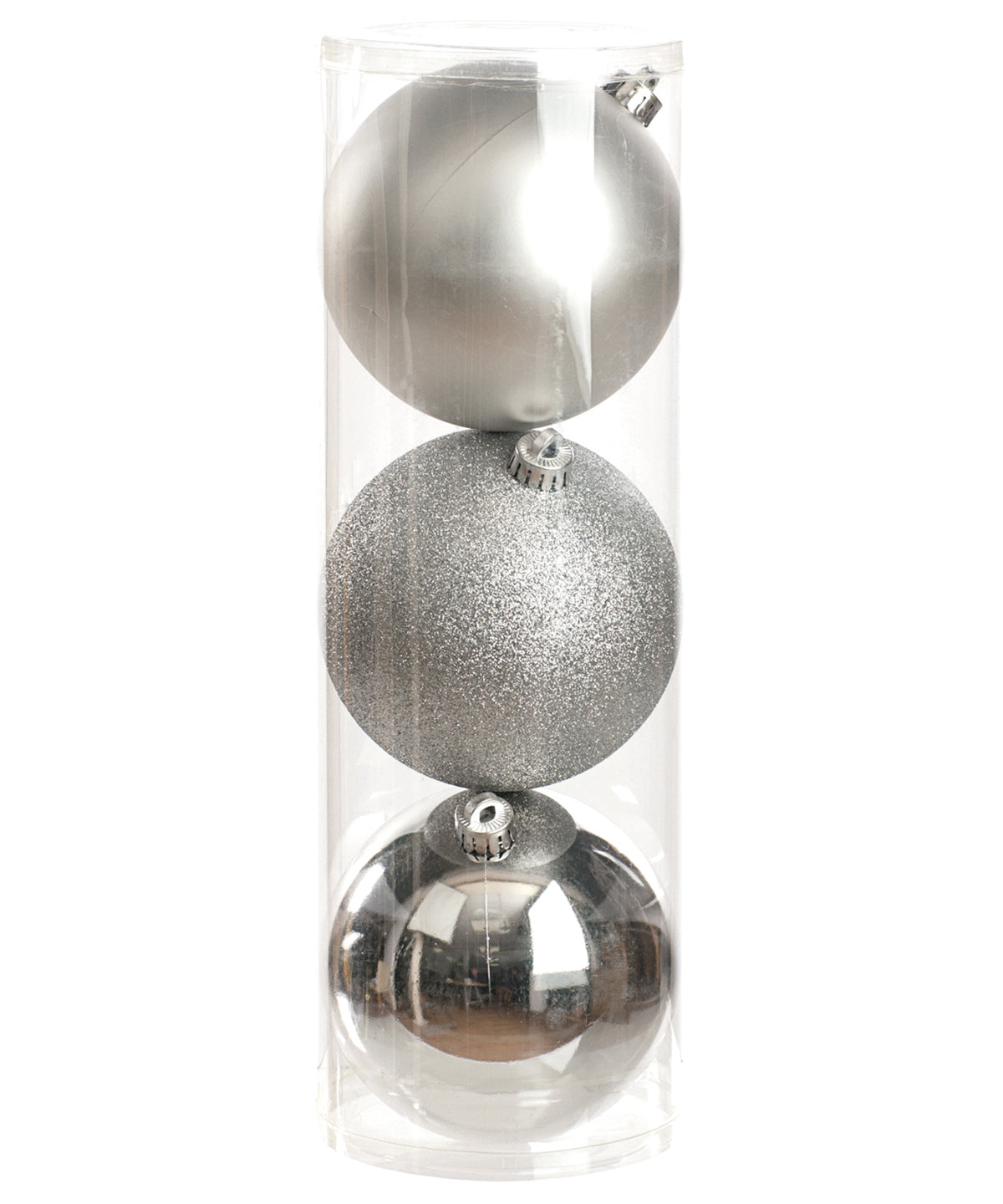 CS539 The Christmas Shop Silver 3 x Shiny/matte/glitter balls in box