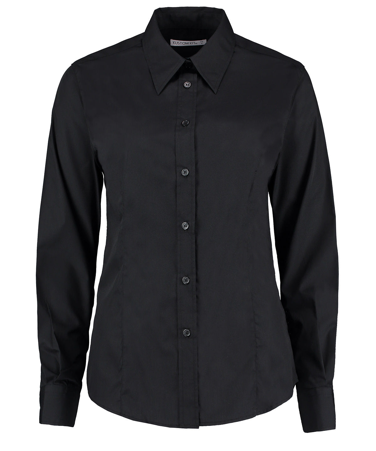 KK729 Kustom Kit Black Women's workforce blouse long sleeve