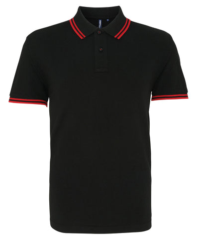 Mens classic fit tipped polo | black/red