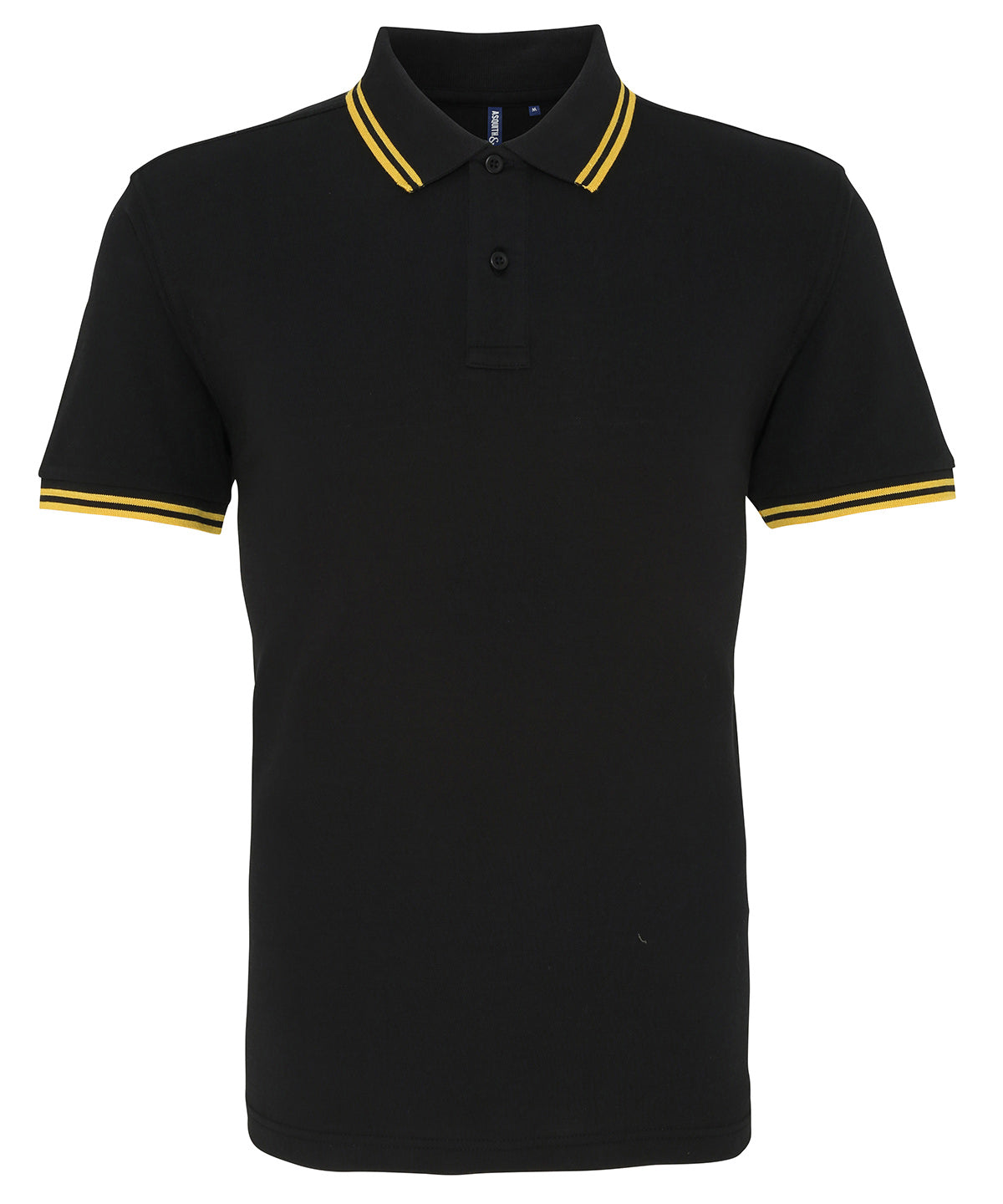 Mens classic fit tipped polo | Black/Yellow