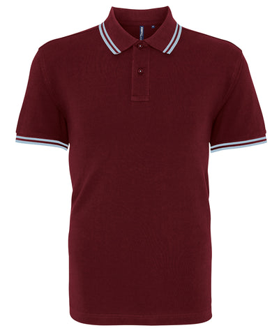 Mens classic fit tipped polo | burgundy/sky