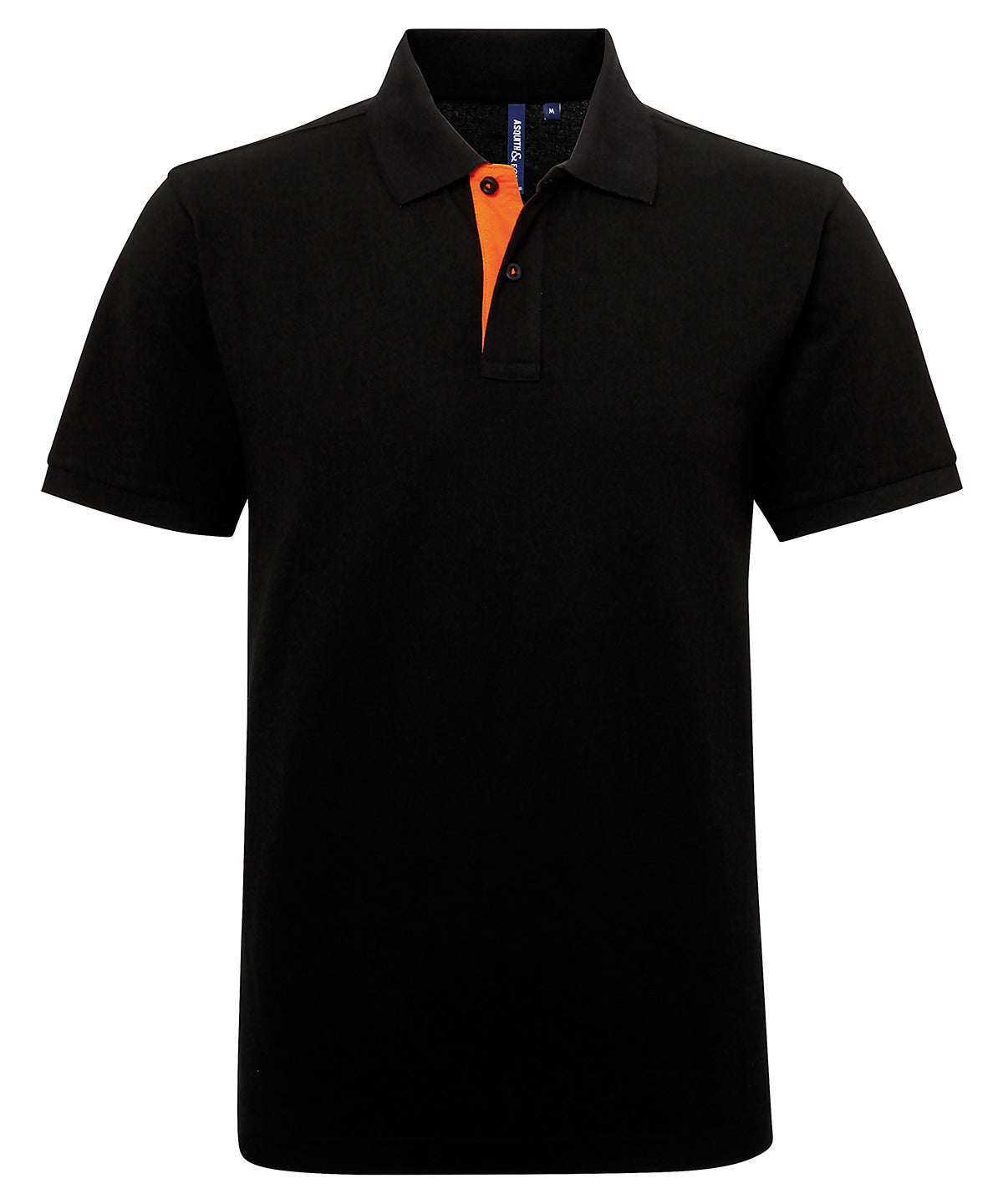 Mens classic fit contrast polo | Black/Orange