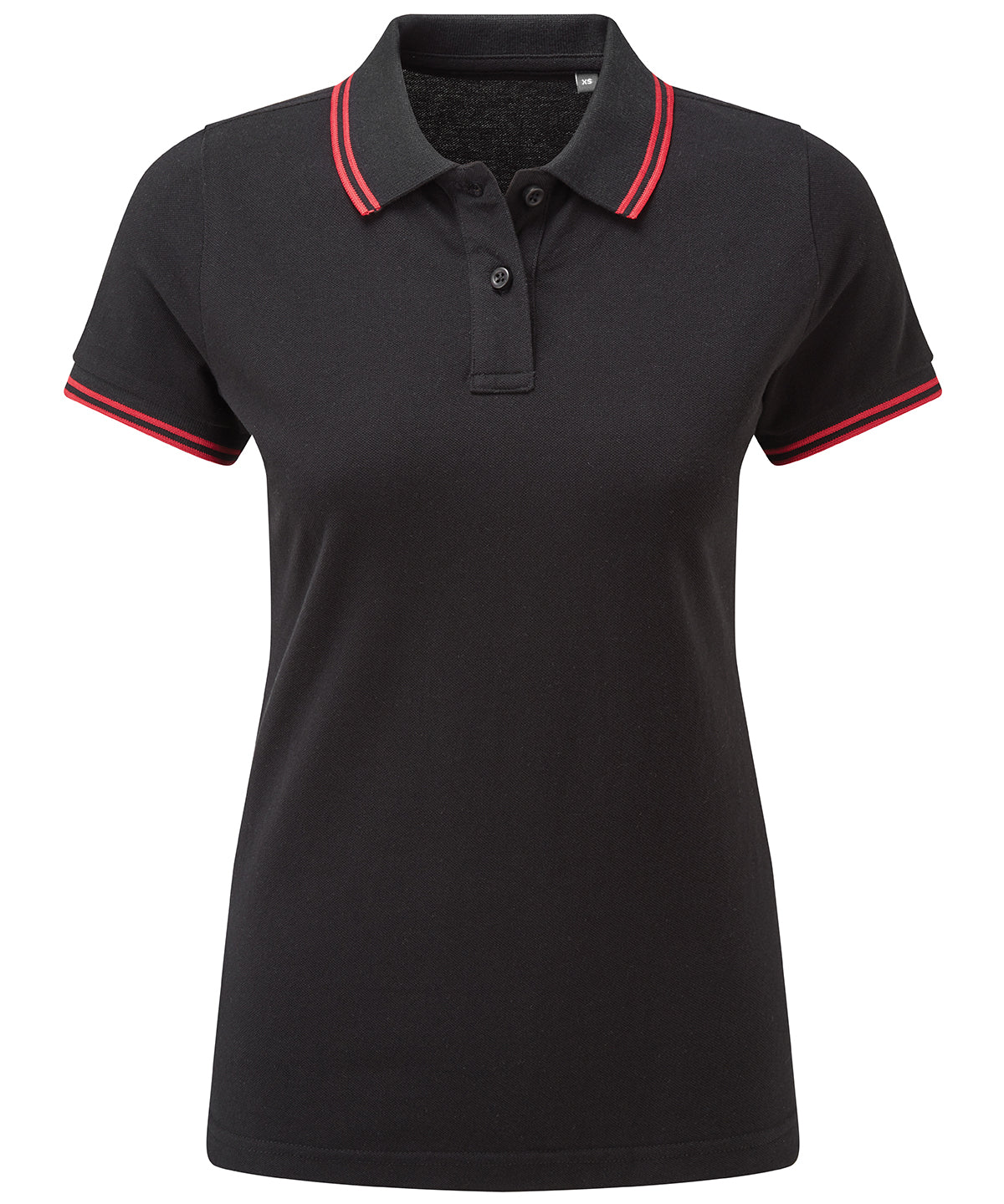 Womens classic fit tipped polo | black/red