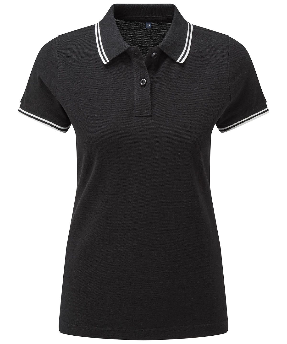 Womens classic fit tipped polo | black/white