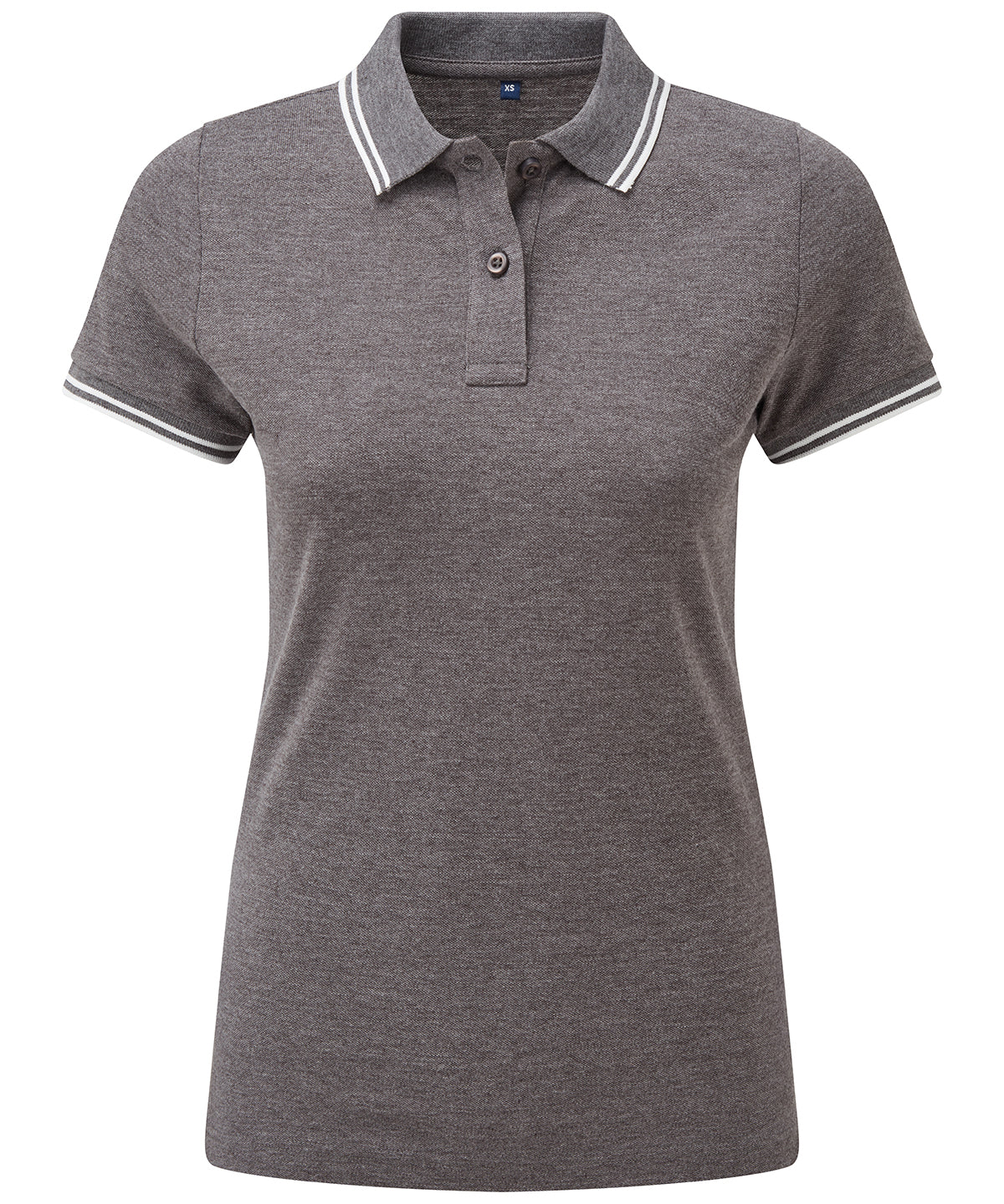 Womens classic fit tipped polo | Charcoal/White
