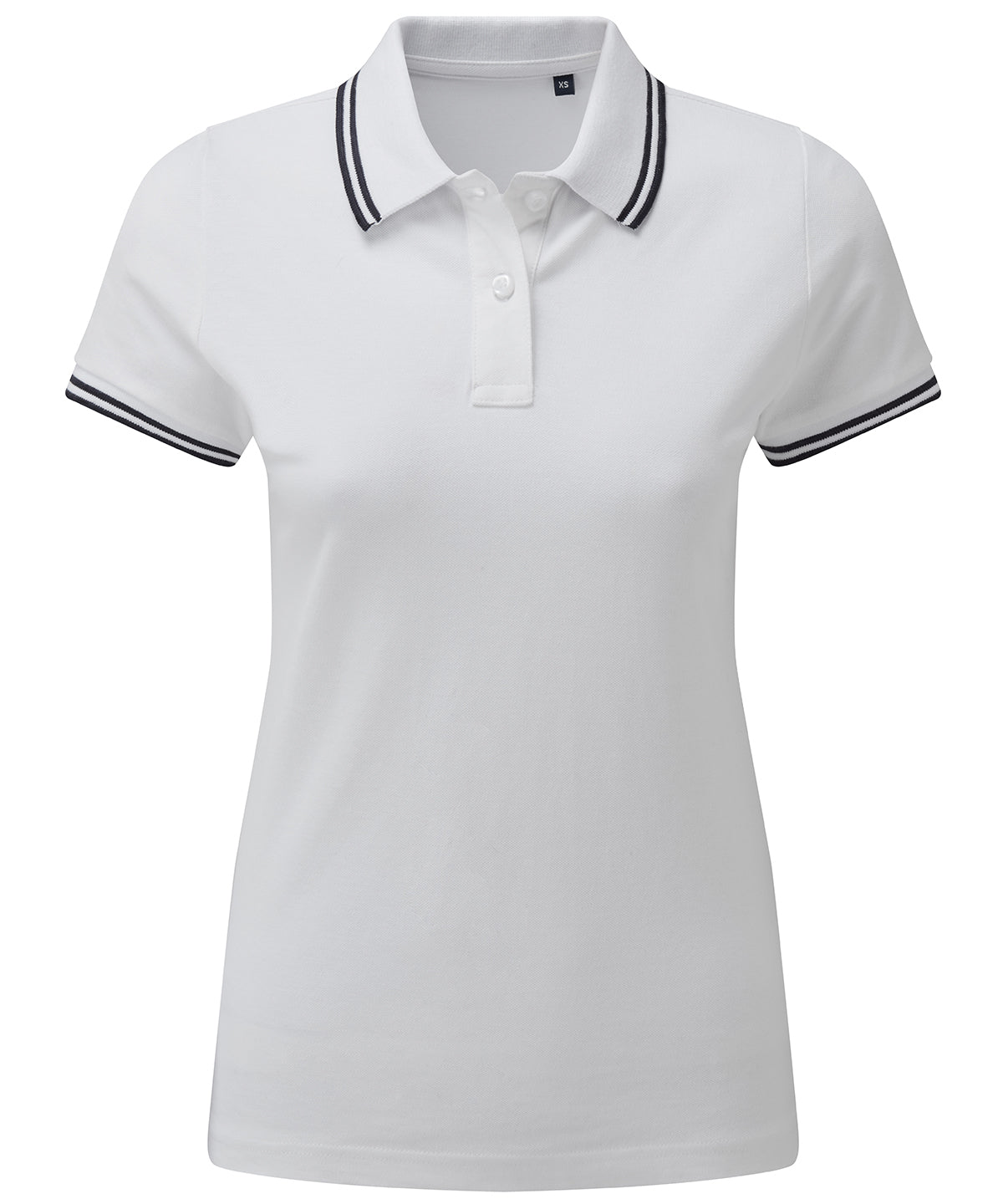 Womens classic fit tipped polo | white/navy