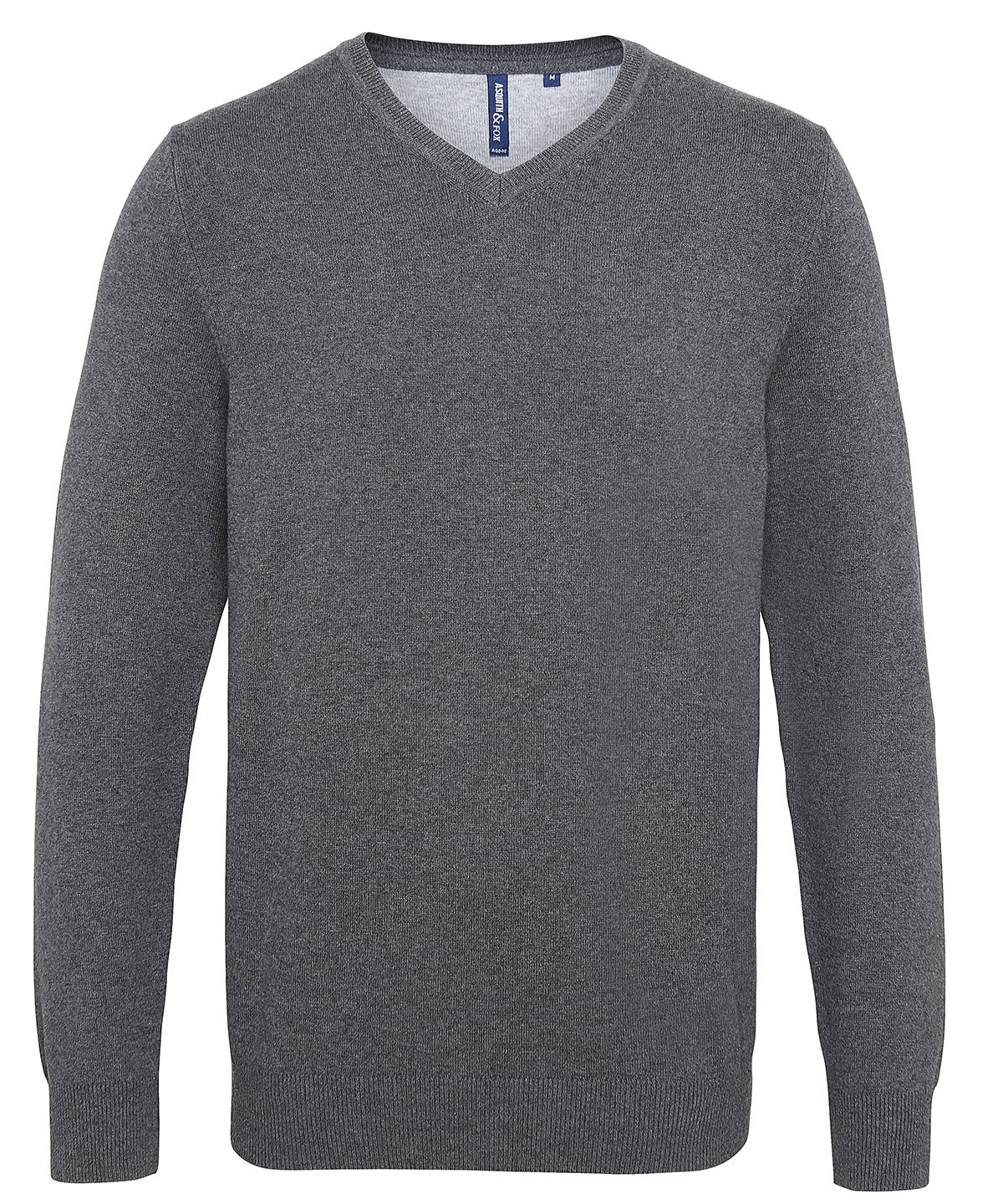 Mens cotton blend v-neck sweater | charcoal